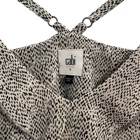 CAbi Black and White Flutter Spaghetti Strap Tank #5359 S - Picture 6 of 8